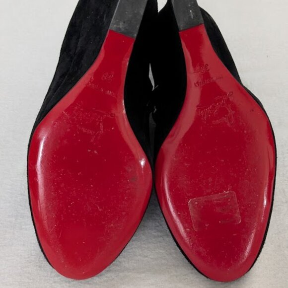 Christian Louboutin Paris Belle Zeppa Wedge Ankle Boots in Black Suede, 38, New - Picture 2 of 7